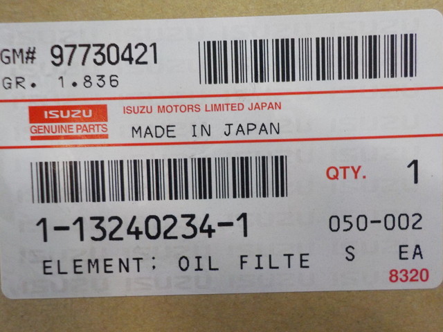 YY1●○（10）1点のみ新品未使用　ISUZU　いすず　エレメントオイルフィルター　1-13240234-1　GIGAトラック　GIGAトラクター　6-2/1（も）_画像6