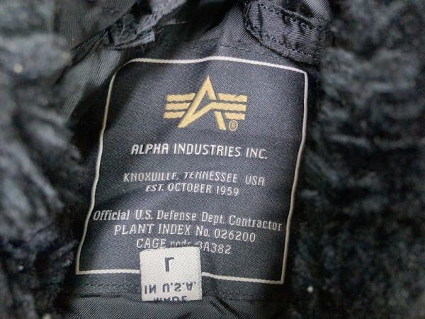 USA製 アルファ ALPHA INDUSTRIES N-3B アメカジ ミリタリー 古着 フライトジャケット メンズ ナイロン100% L 黒の画像2