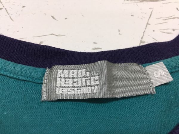  mud Hectic MAD HECTIC Street short sleeves T-shirt lady's line rom and rear (before and after) switch multicolor made in Japan S purple green 