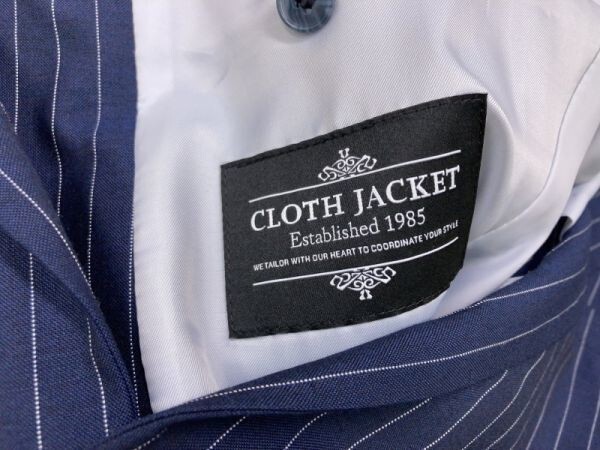 CLOTH JACKET トラッド クラシコ 古着 背抜き ストライプ テーラードジャケット メンズ 2つボタン 紺_画像2