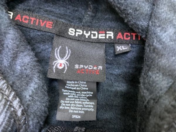 スパイダーアクティブ SPYDER ACTIVE インポート ストリート スポーツ トレーニング ジップアップ 霜降り ジャージーパーカー メンズ XL 紺_画像2