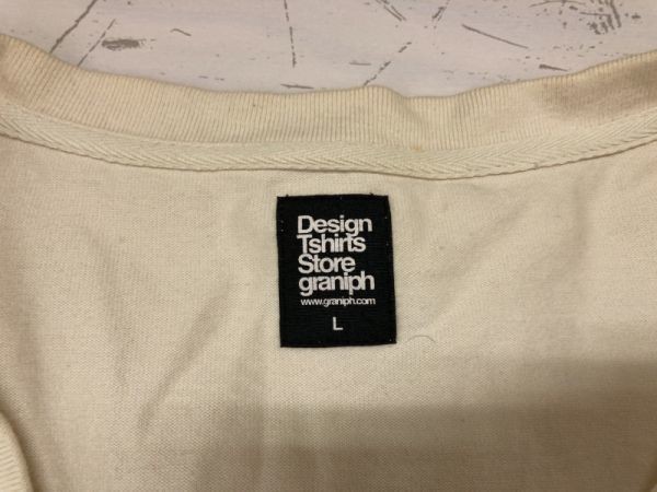 Design Tshirts Store graniph グラニフ パネルボーダー Vネック カットソー カーディガン メンズ L 生成り/紺_画像2