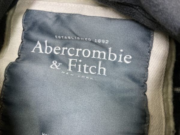 アバクロンビー＆フィッチ Abercrombie&Fitch アメカジ ボーダー ダメージ加工 ジップアップ スウェット パーカー メンズ S グレー_画像2