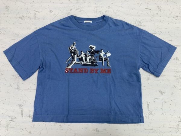 ジーユー GU スタンドバイミー STAND BY ME ショート丈クロップド 映画T ムービーT 半袖Tシャツ カットソー レディース M 青_画像1