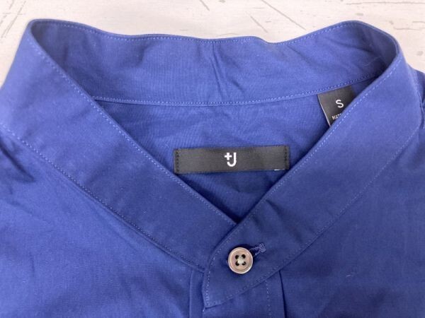 ユニクロ UNIQLO +J プラスジェイ JIL SANDER ジルサンダー コラボ ノーカラー長袖ドレスシャツ メンズ S 青の画像2