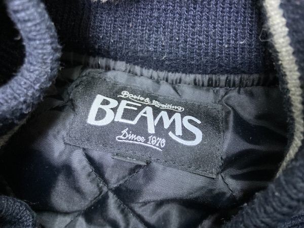 ビームス BEAMS アメカジ オーセンティック メルトン 中綿パーカージャケット スタジャン型 メンズ M 紺/黒_画像2