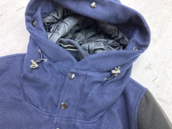 ビームス BEAMS アメカジ オーセンティック メルトン 中綿パーカージャケット スタジャン型 メンズ M 紺/黒_画像3