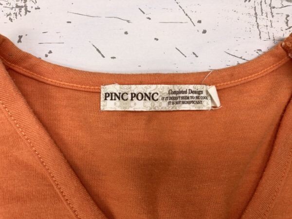 PINC PONC ピンクポンク サンマリノ ネオお兄系 Y2K 00's 古着 Vネック ロンT 長袖Tシャツ カットソー メンズ M オレンジ_画像2