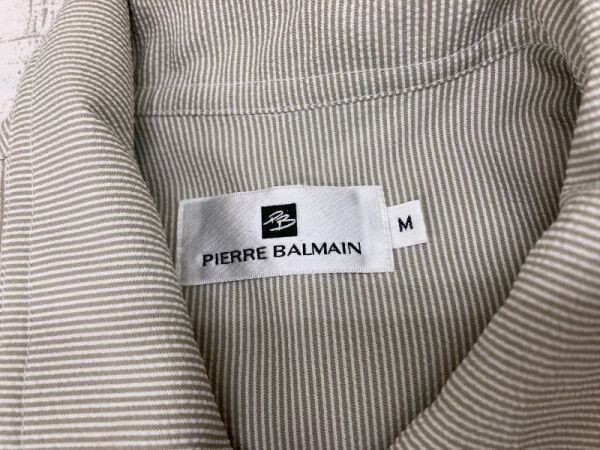 ピエールバルマン PIERRE BALMAIN オールド レトロ 古着 コードレーン ストライプ ブルゾン ジャケット メンズ M ベージュ～グレー_画像2