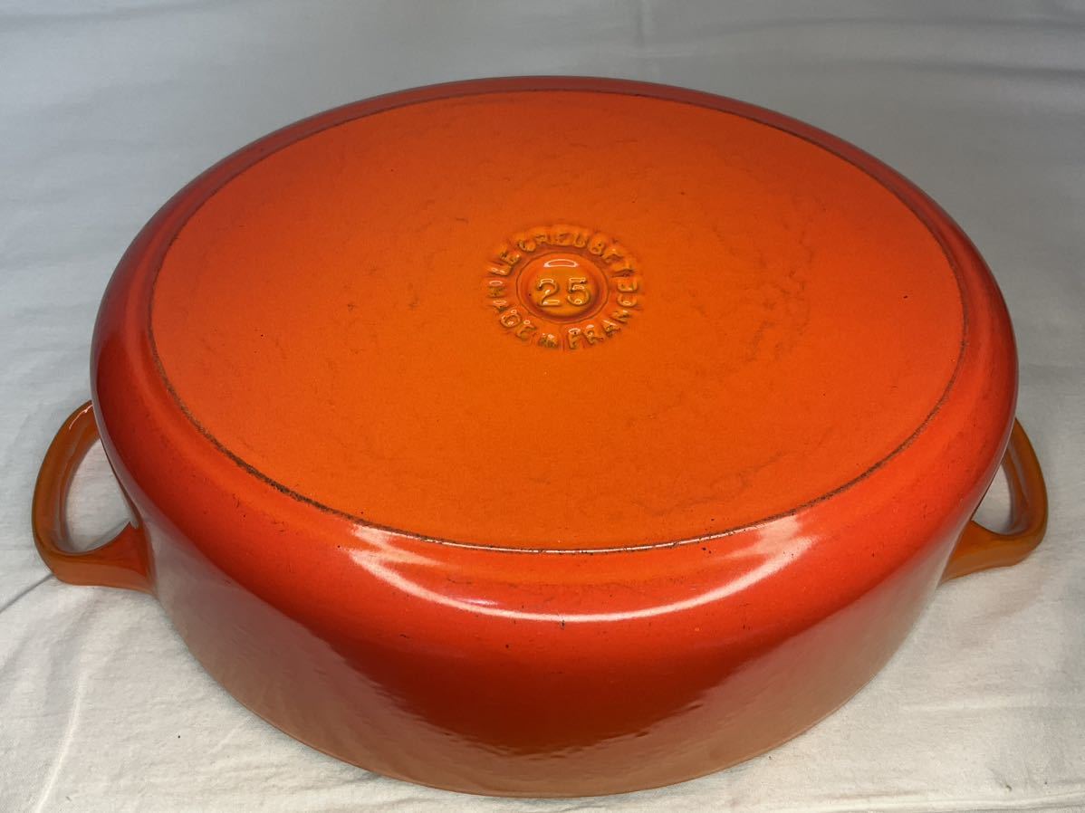 LE CREUSET オーバル 25cm 両手鍋 ルクルーゼ 中古オレンジ ホーロー 調理器具 の画像7