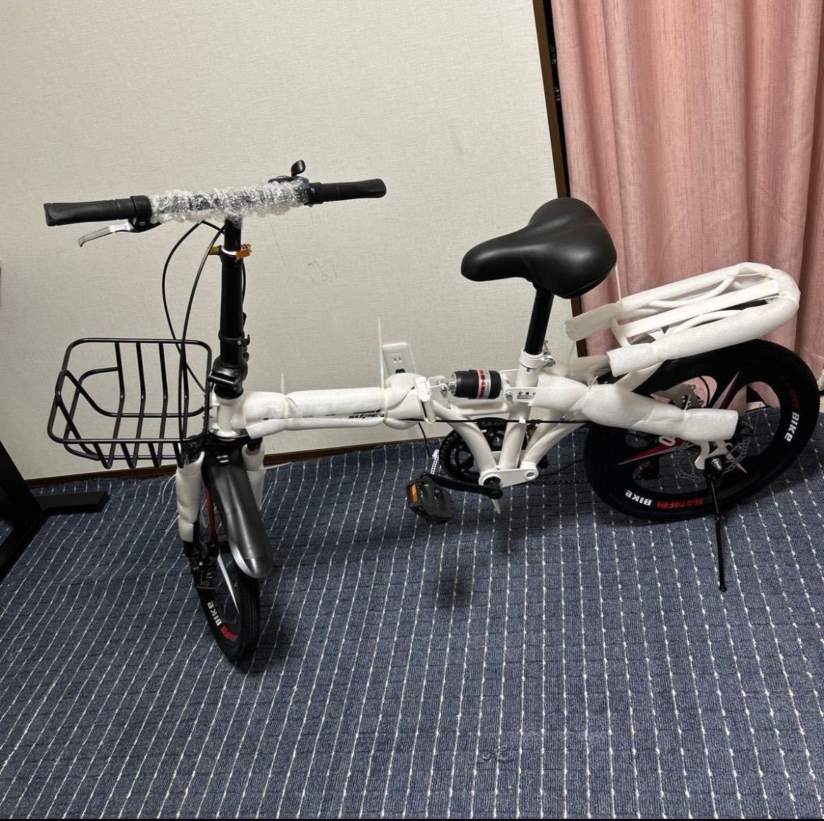 折りたたみ式自転車 3枚ナイフ一体型ホイール 前カゴ付き　変速可能_画像6