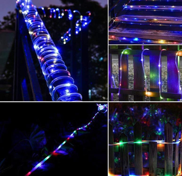  solar LED garden light 100 lamp 10m rainbow color Rainbow -stroke ring light tube sun charge nighttime automatic point 