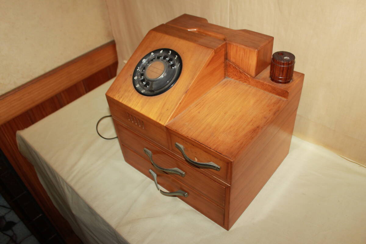 * rare goods NTT wood ho n..... voice wooden telephone machine black telephone that time thing Vintage 