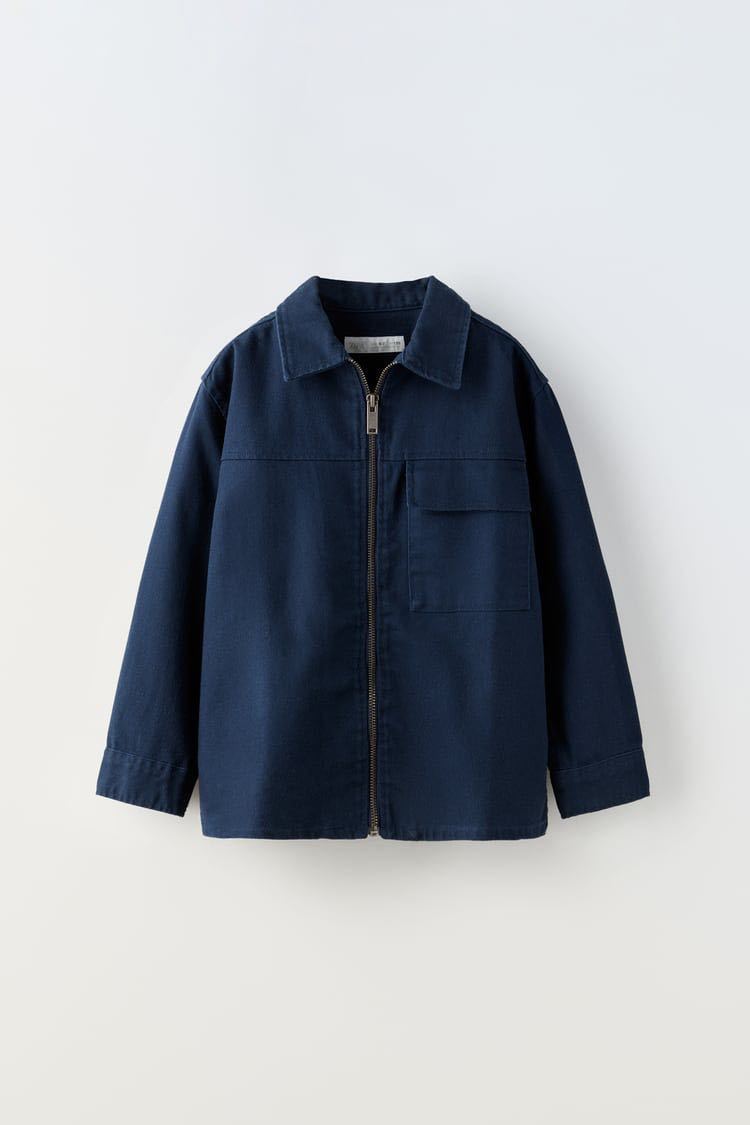  new goods ZARA BOYS Zara boys Kids man zipper tsu il shirt jacket navy blue 13-14 -years old 164 160 cotton spring autumn 