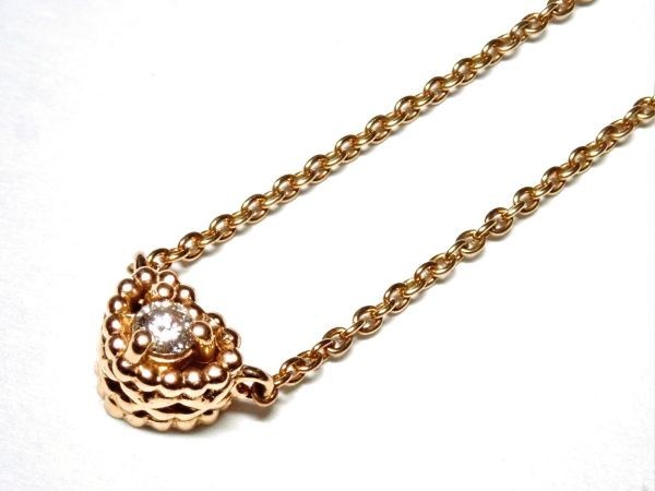 599.K10 ダイヤモンド ネックレス D 0.03ct ハート Diamond Necklace 1.3g_画像1