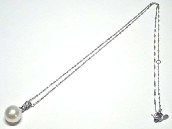 655.Pt850/Pt900 ネックレス パール 9.0mm Pearl Neckelace D 0.02ct 40.0cm 2.5g_画像9