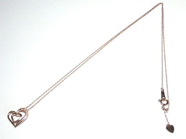 737.K10PG ネックレス D 0.01ct ハート Diamond Necklace Heart 45.0cm 1.4g_画像9