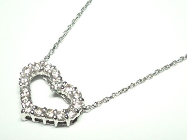 843.K10WG ダイヤモンド ネックレス D 0.15ct ハート Diamond Necklace 1.2g