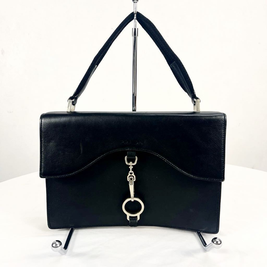 vintage PRADA ヴィンテージ　プラダ ブラック　レザー　ハンドバッグ　鞄