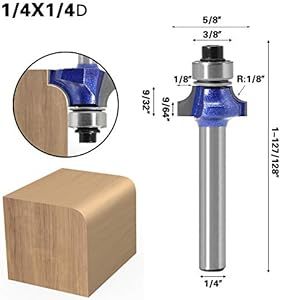 Wolfride 4本セット 工業用品質丸面ビット トリマービット ルータービット ベアリング 面取り 1/4インチシャンクフライ_画像3