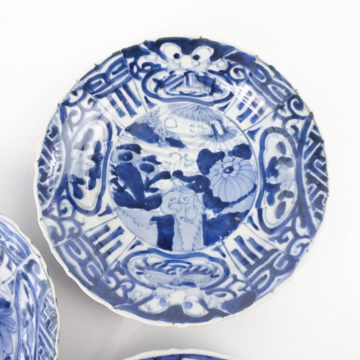  old blue and white ceramics plate . customer .. hand diameter 18cm element .. Seto blue and white ceramics era thing 