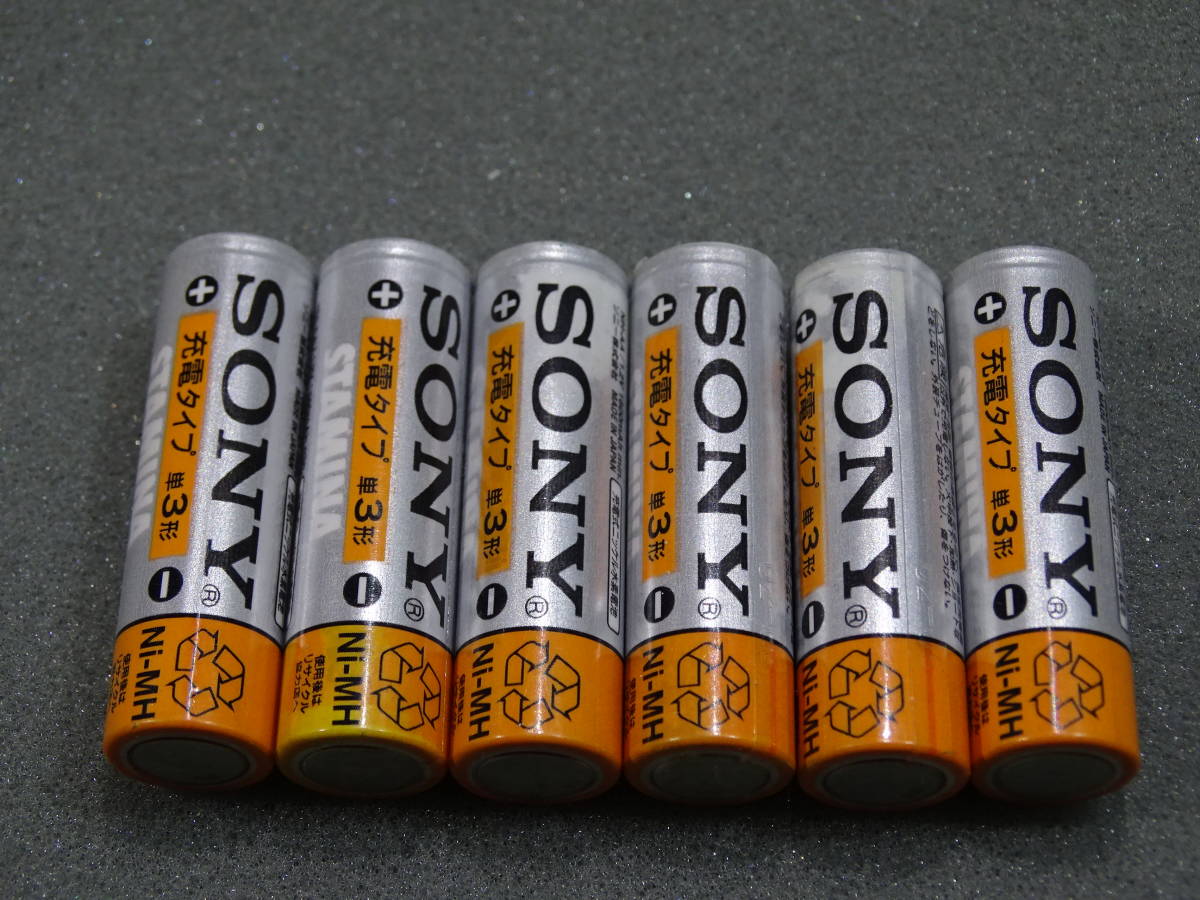 SONY　ソニー　単３形　充電式ニッケル水素電池　NH-AA　1.2V　1600ｍAh.min　６本　中古セット_画像1