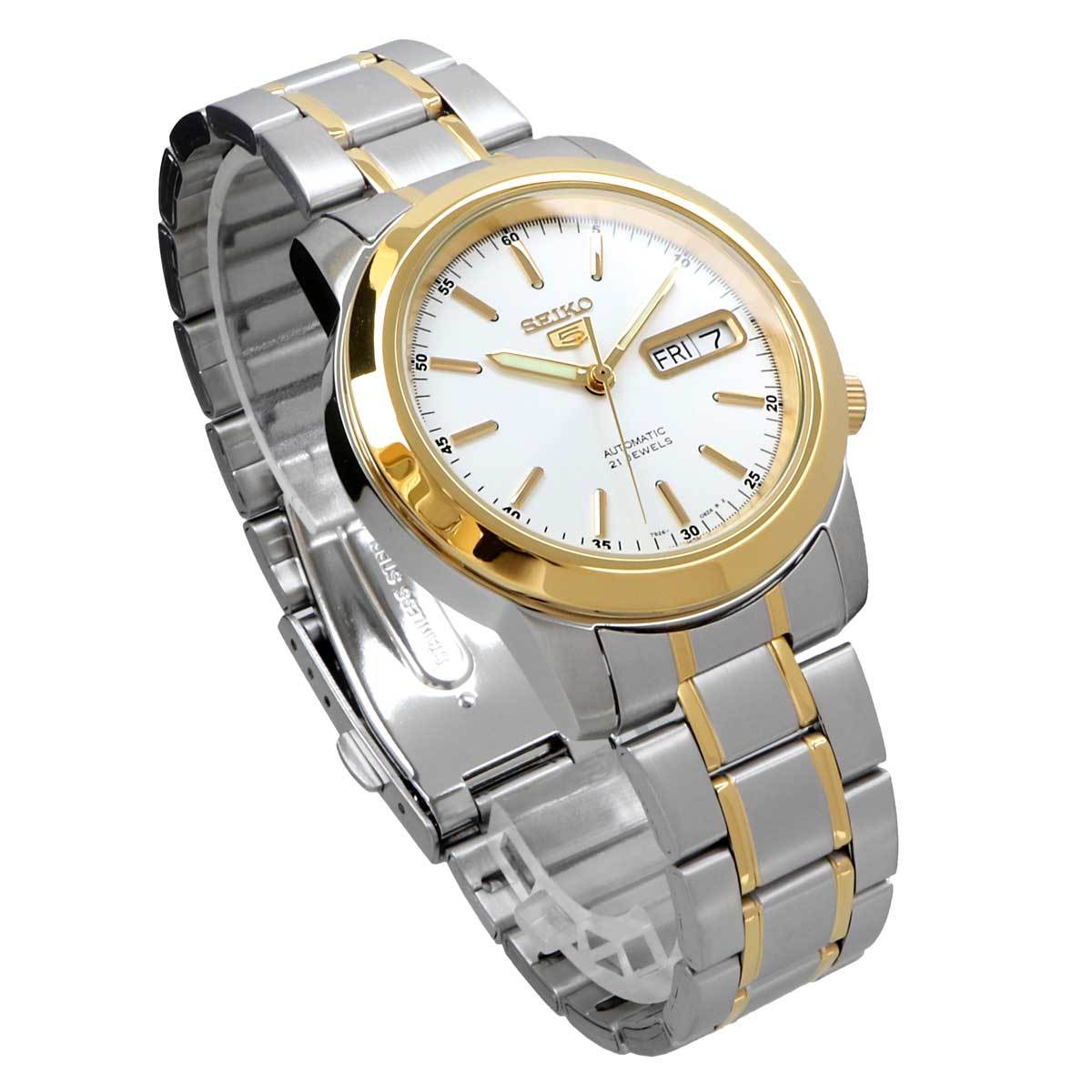 SEIKO セイコー 腕時計 メンズ 海外モデル セイコー5 自動巻き　シルバー　ゴールド ビジネス SNKE54K1_画像5