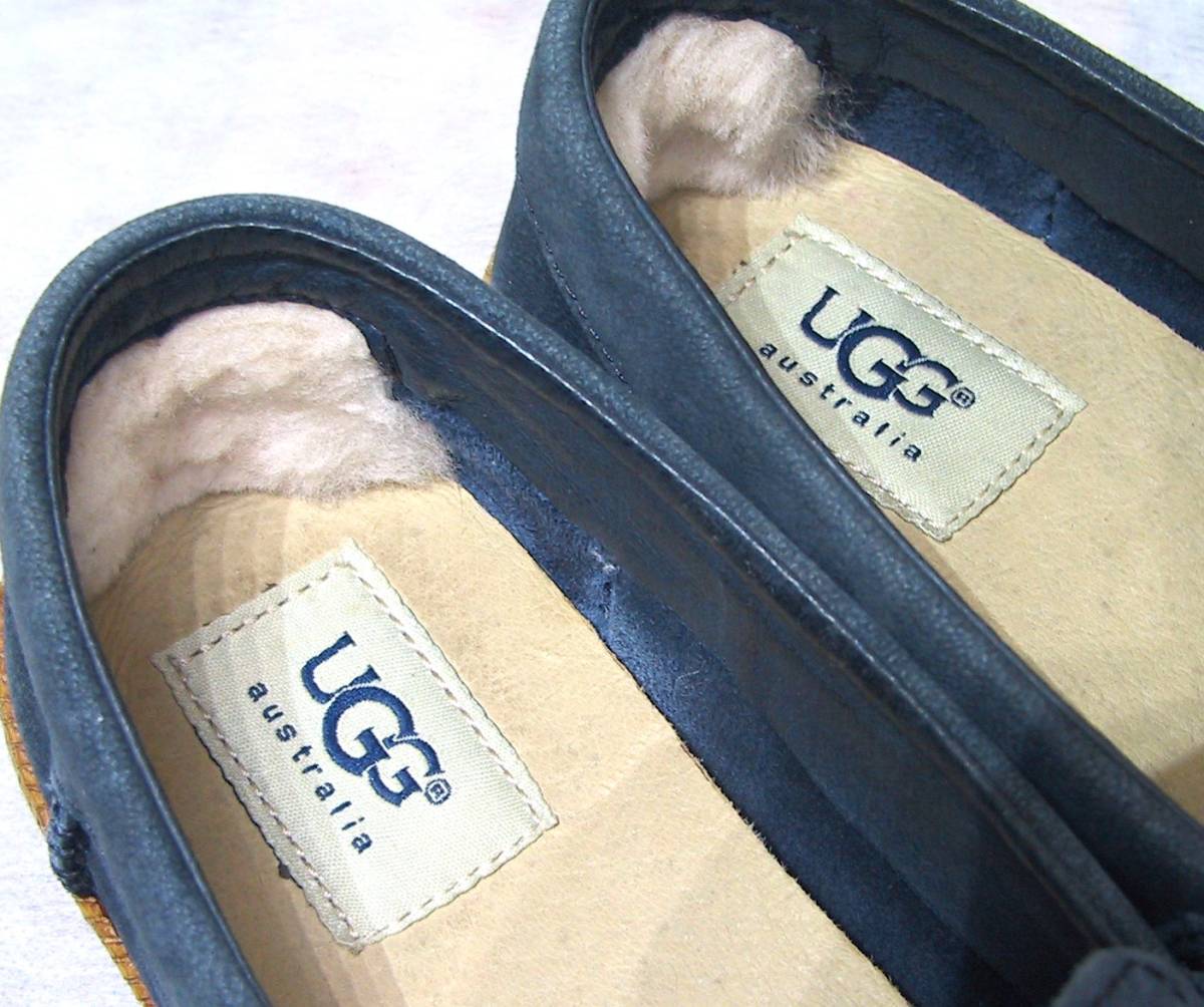 UGG アグ オーストラリア モカシン/バレーシューズ/フラットシューズ ムートン＆スウェード ネイビー USA６/23.0㎝　美品_画像7