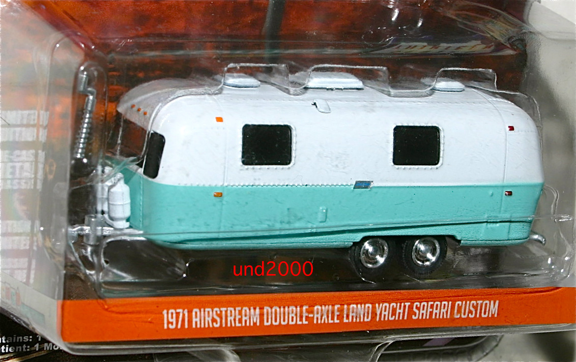 Greenlight 1/64 1971 воздушный Stream кемпинг прицеп Airstream Double-Axle Land Yacht Safari зеленый свет прицеп house 