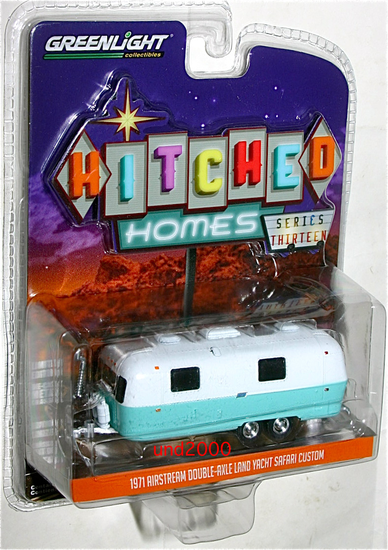 Greenlight 1/64 1971 воздушный Stream кемпинг прицеп Airstream Double-Axle Land Yacht Safari зеленый свет прицеп house 