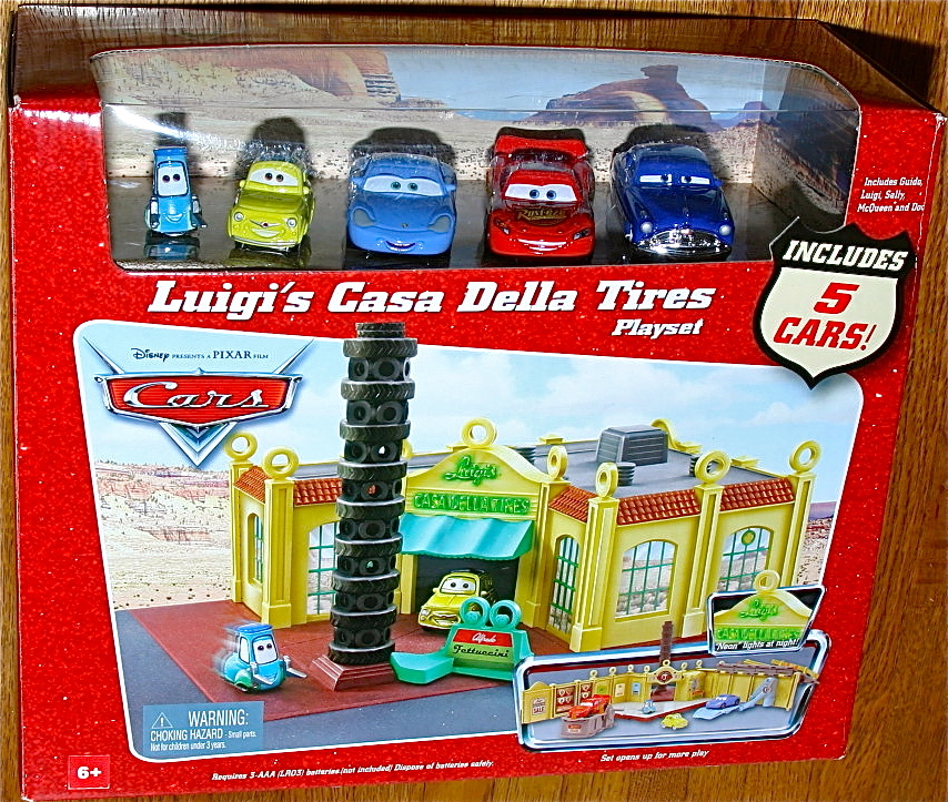 マテル カーズ 1/55 ルイジのタイヤ専門店 Luigi's Casa Della Tires Play Set ライトニング マックイーン グイド サリー ドクハドソン_画像1