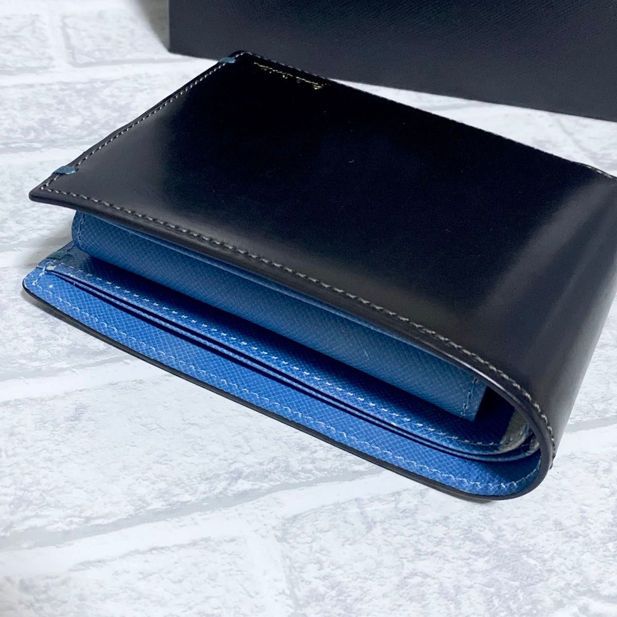 極美品 PaulSmith ポールスミス ブラック ブルー レザー 長財布 極美品 PaulSmith ポールスミス ブラック ブルー レザー 長財布