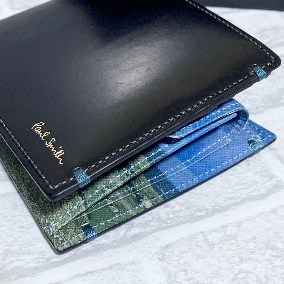 極美品 ポールスミス 長財布 レザー ブラック ブルー ラウンド 極美品 ポールスミス 長財布 レザー ブラック ブルー ラウンド
