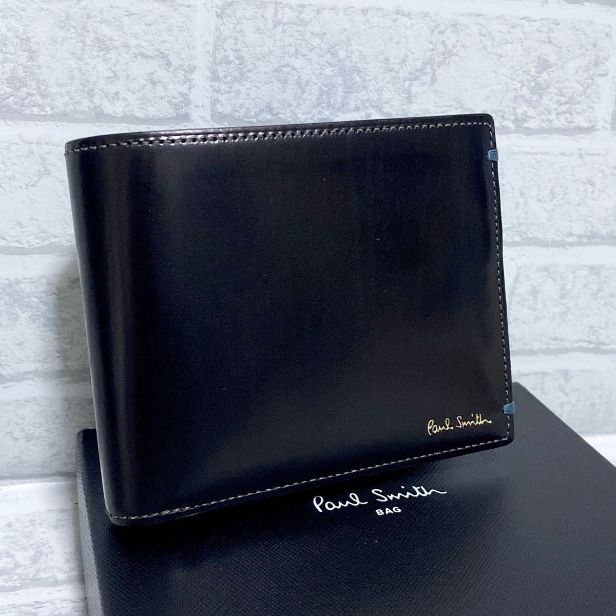極美品 PaulSmith ポールスミス ブラック ブルー レザー 長財布 極美品 PaulSmith ポールスミス ブラック ブルー レザー 長財布