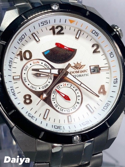 新品 正規品 ドミニク DOMINIC 自動巻き 手巻き時計 腕時計 オートマティック カレンダー 防水 ステンレス ピンクゴールド プレゼント_画像1