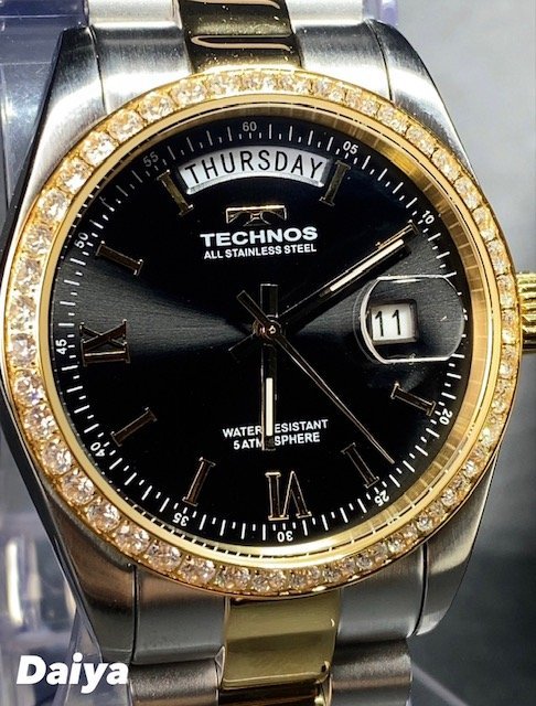 新品 TECHNOS テクノス 腕時計 正規品 アナログ腕時計 クオーツ カレンダー 5気圧防水 ステンレス シンプル ゴールド ブラック プレゼント_画像1