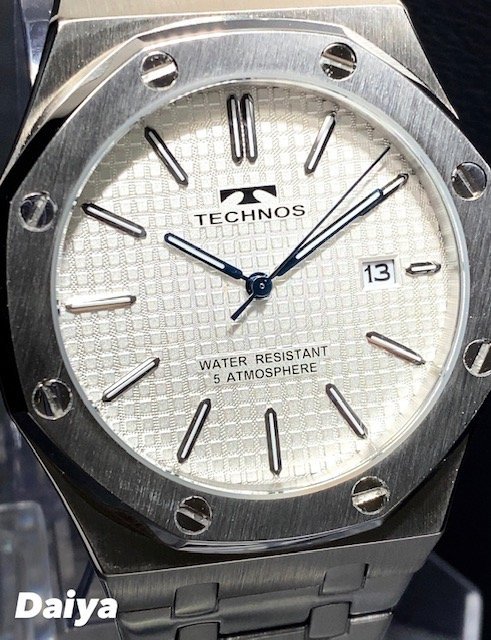 新品 TECHNOS テクノス 腕時計 正規品 アナログ腕時計 クオーツ カレンダー 5気圧防水 ステンレス ビジネス シンプル シルバー プレゼント_画像1