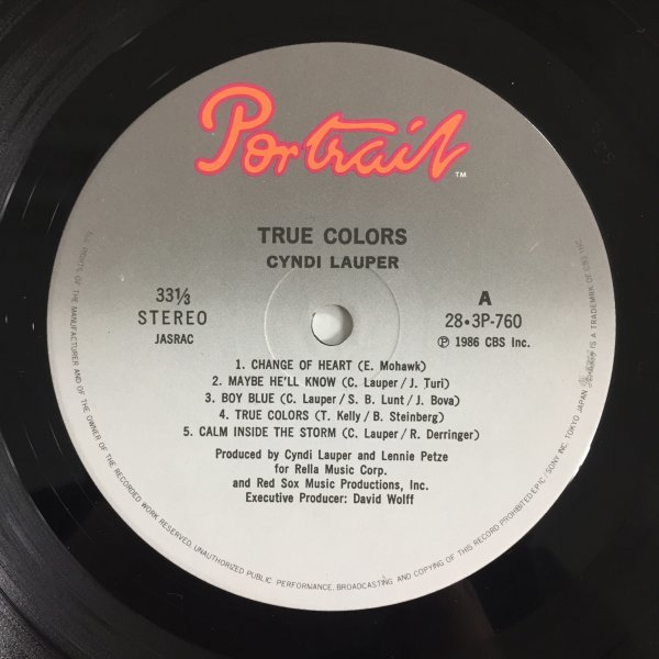 ☆帯・歌詞カード付☆【TRUE COLORS　CYNDI LAUPER 】【トゥルー カラーズ　シンディローパー】全10曲　LPレコード_画像2