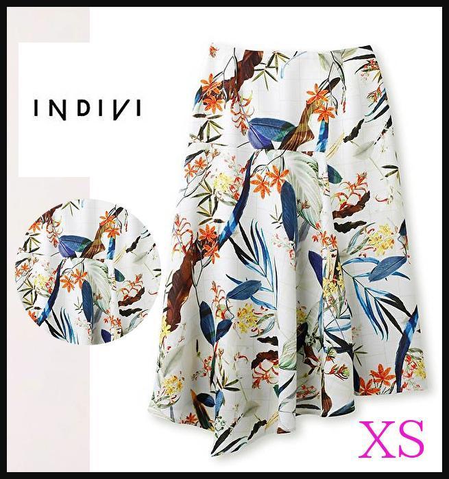 [INDIVI]botanikaru skirt i regular Hem lavatory slim small Indivi flower print floral print skirt small . free shipping 