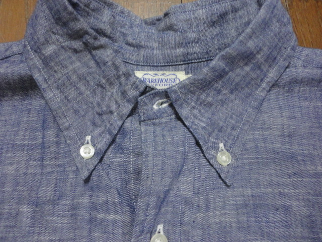 希少　絶版　未使用　ウエアハウス　シャンブレーボタンダウン/38　Lot3020_CHAMBRAY WAREHOUSE　L/S B.D　SHIRTS_画像6