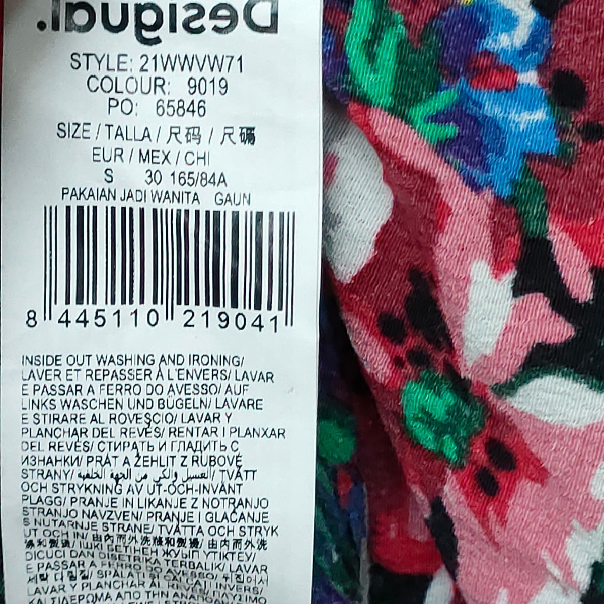 Desigual / デシグアル レディース 長袖 花柄ワンピース ひざ丈 Sサイズ(165/84A) I-3450_画像6