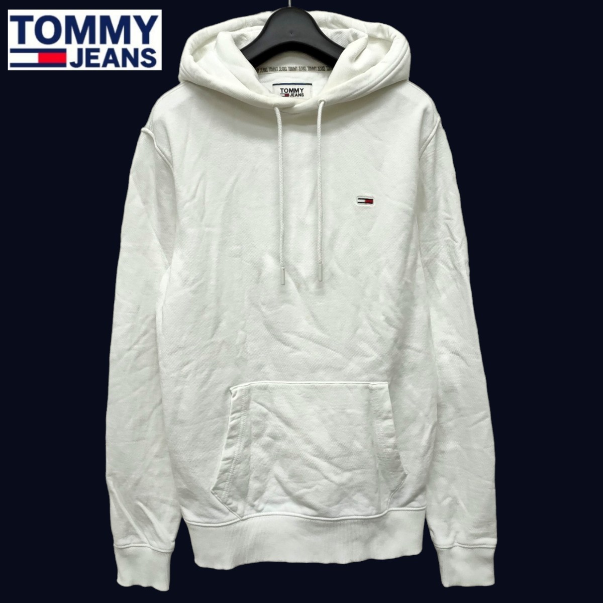 TOMMY JEANS /トミージーンズ メンズ プルオーバー スウェットパーカー ホワイト XSサイズ I-3502_画像1