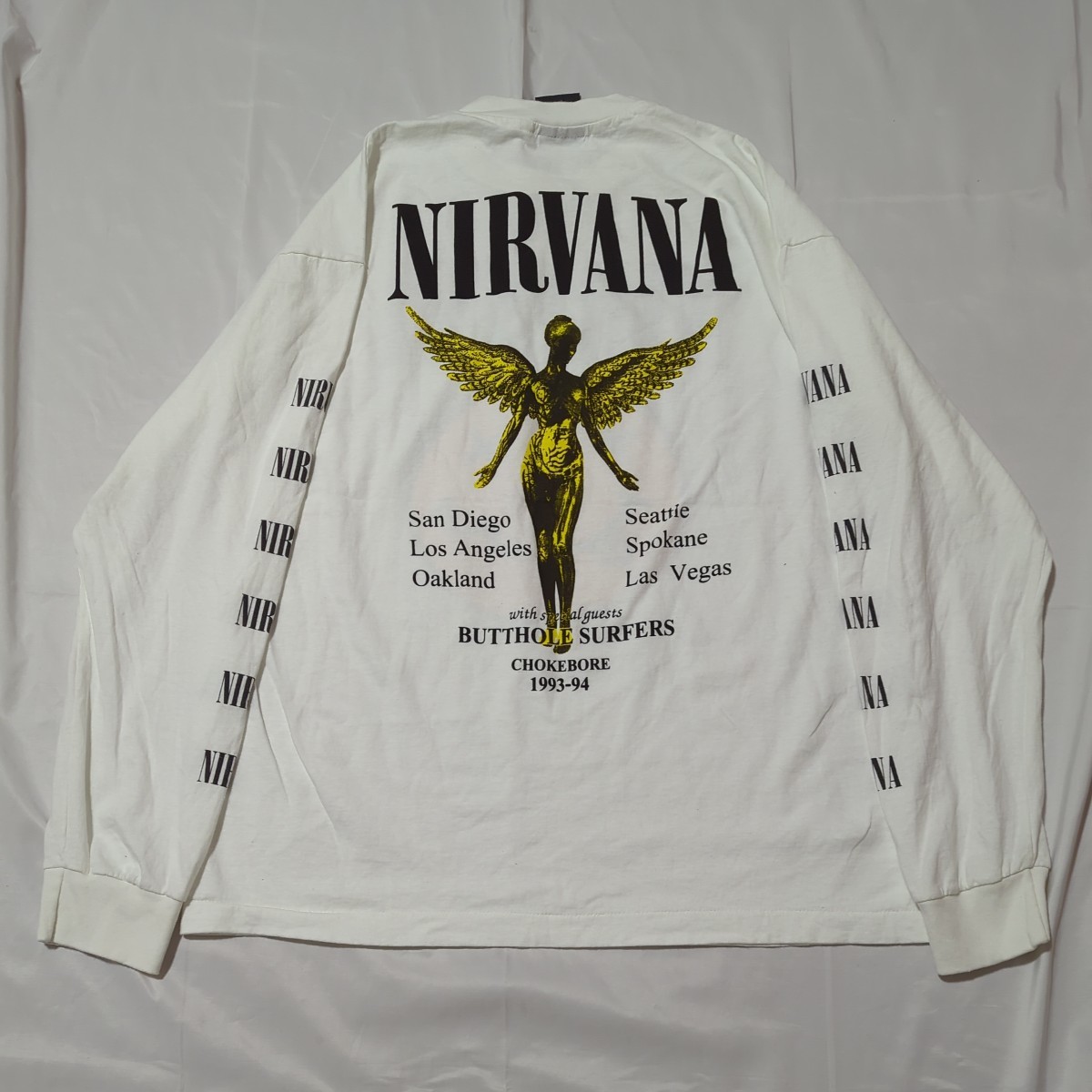 USA製 NIRVANA ニルヴァーナ カートコバーン sonic youth Pink Floyd METALLICA メタリカ hiphop ロンTEE Oasis オアシス nevermind_画像2