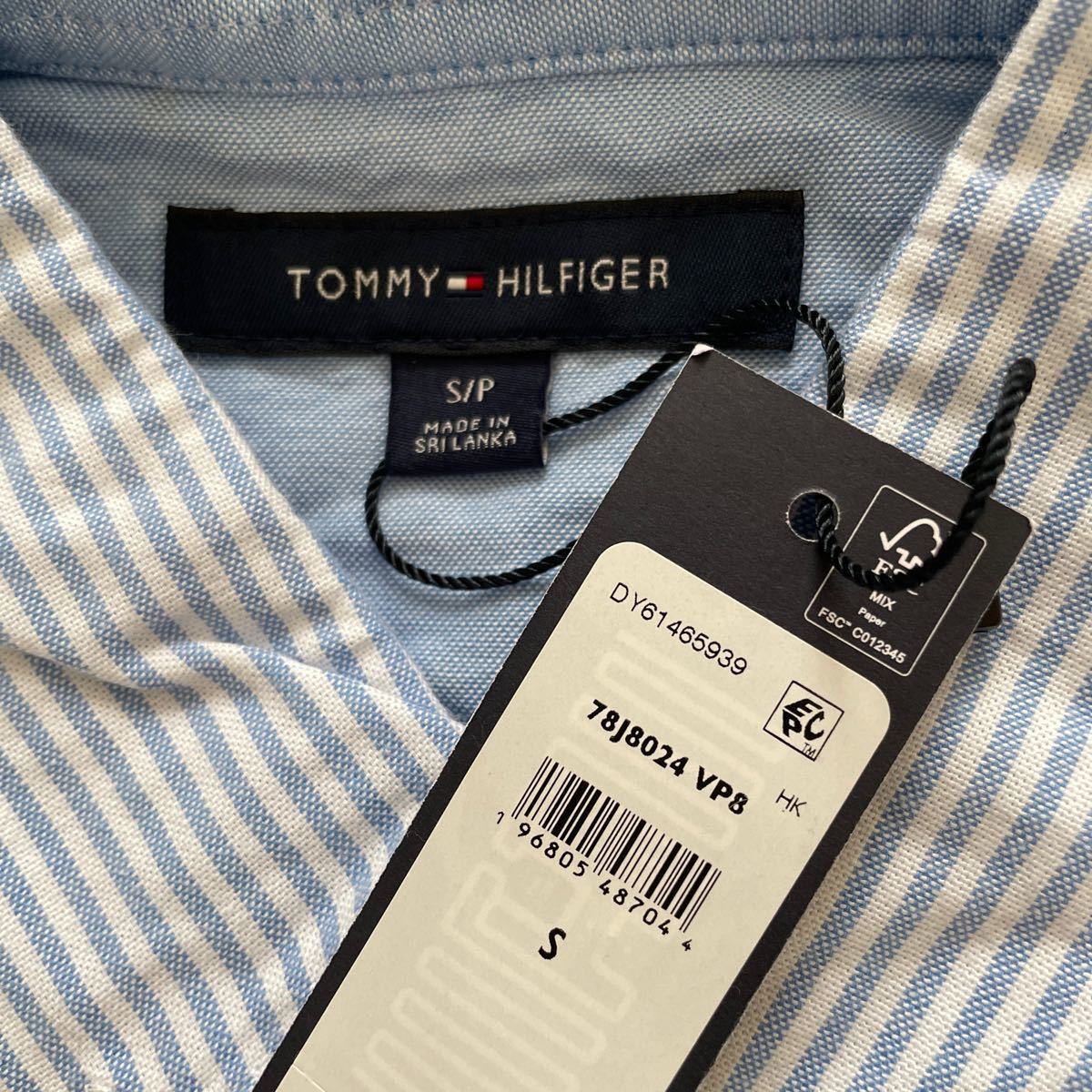 未使用■TOMMYHILFIGER トミーヒルフィガー メンズ オックスフォードシャツ 長袖シャツ S ブルー ストライプ 爽やか_画像7