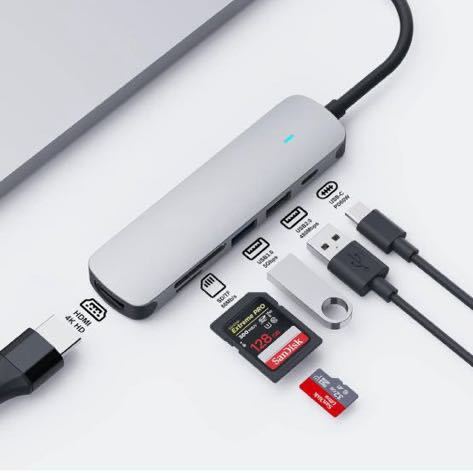 SIKAI CASE USB C 6-IN-1 ハブ 4K@30Hz HDMI出力 Type-Cアダプター 6-IN-1 60WHDMI 4K 2USB 3.0/USB 2.0ポート 最大5Gbpsのデータ転送速度