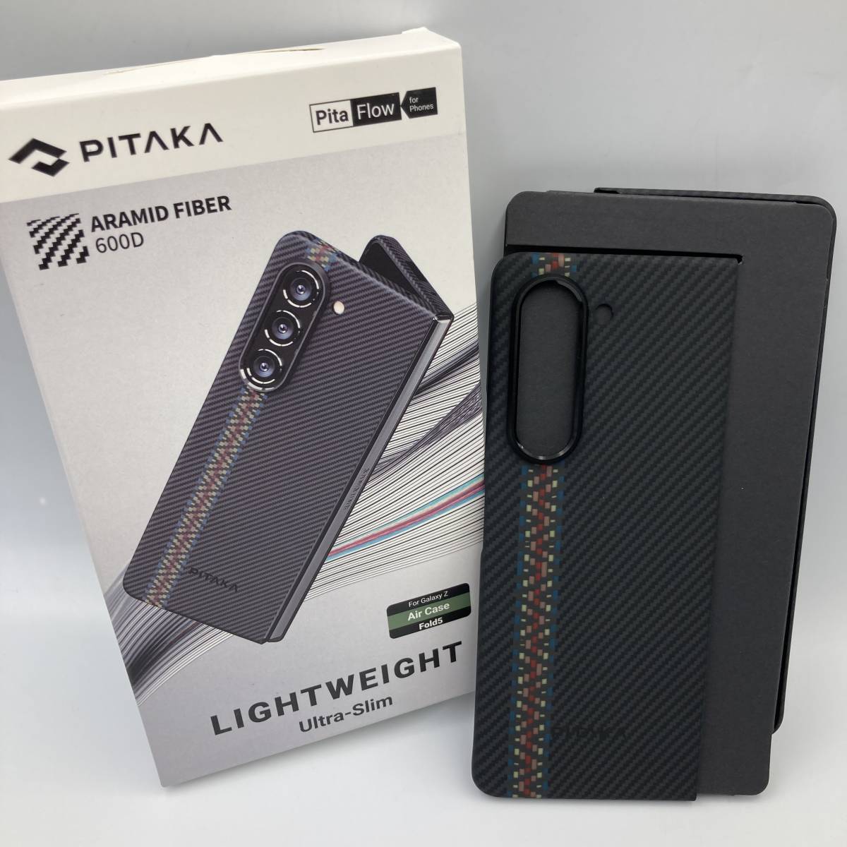 【美品】PITAKA Galaxy Z Fold5 ケース Air Case アラミド繊維製 高級なカーボン風/Y15306-O2の画像1