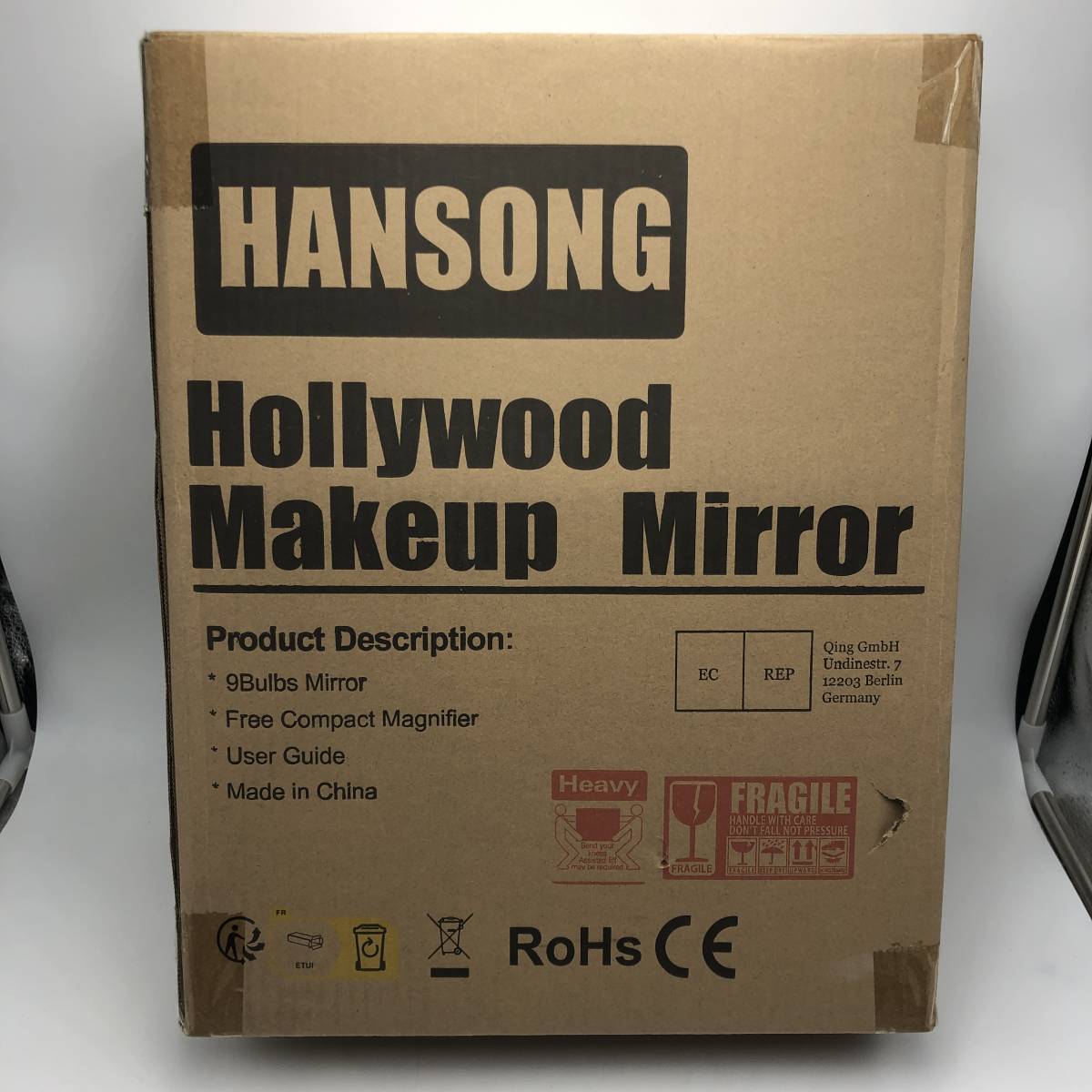【通電確認済】Hansong 化粧鏡 女優ミラー ハリウッドミラー 卓上ミラー ライト付き LED 電球 明るさ調節可能/Y15349-X2_画像6