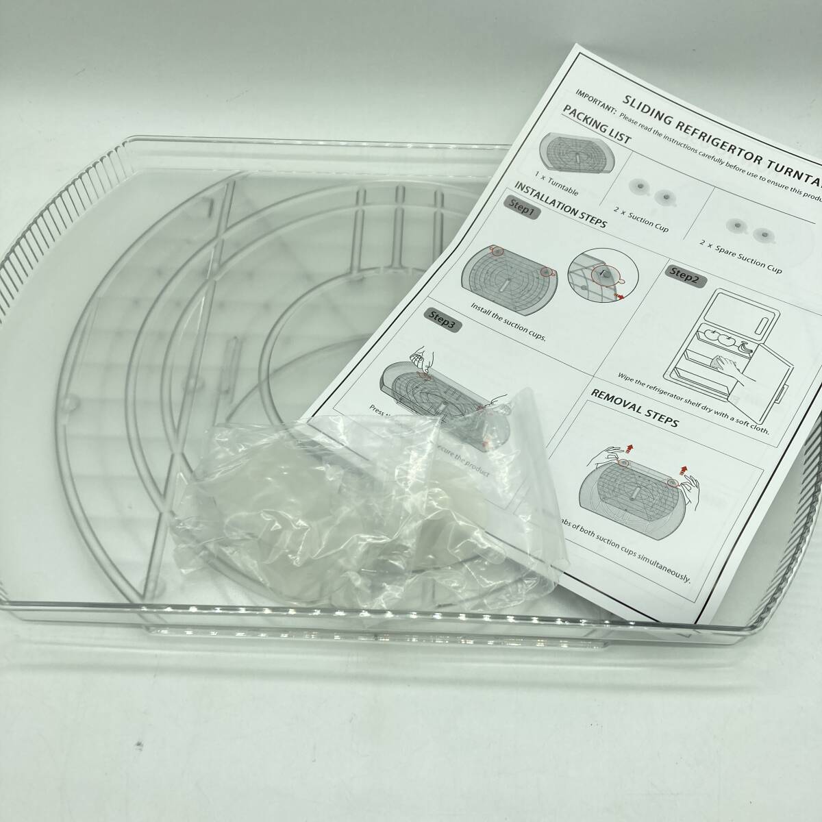 【美品】Lazy Susan ターンテーブルオーガナイザー 冷蔵庫用 360回転式冷蔵庫収納トレー /Y15724-F2_画像1