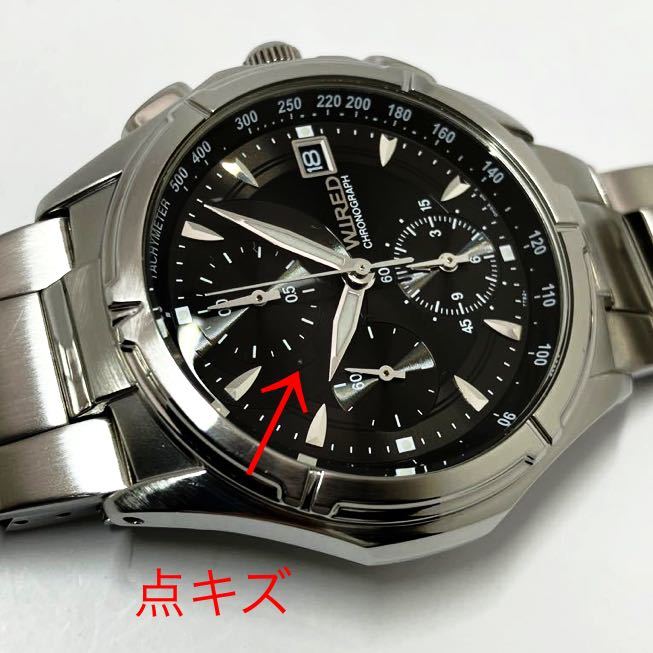 良品☆電池新品☆送料込☆セイコー SEIKO ワイアード WIRED メンズ腕時計 クロノグラフ 黒 ブラック 人気モデル 7T92-0GB0 AGBV139_画像9