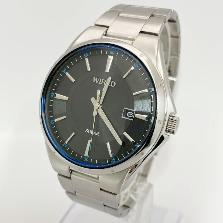 美品☆ソーラー☆送料込☆セイコー SEIKO ワイアード WIRED カレンダー機能 メンズ腕時計 ブラックAS32-KSC0 AGAD402_画像3